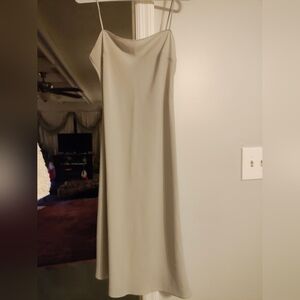 Pastel blue semi-sheer midi length Tahari slip dress women's size 8